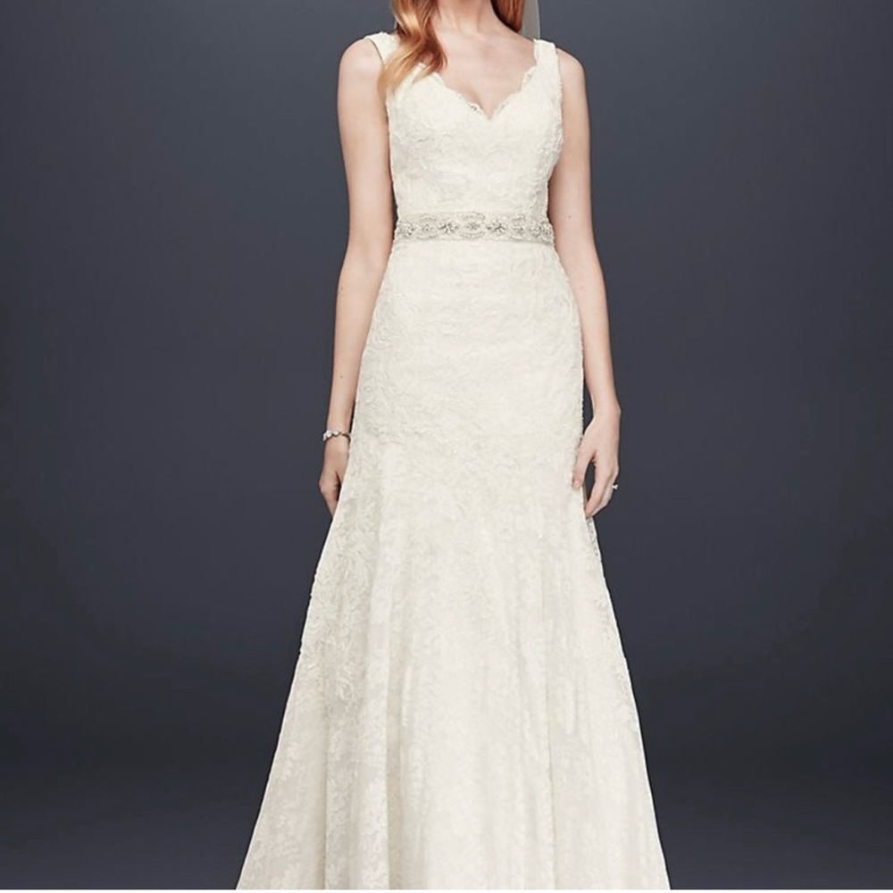 NWT David’s Bridal Jewel fitted ivory wedding dress